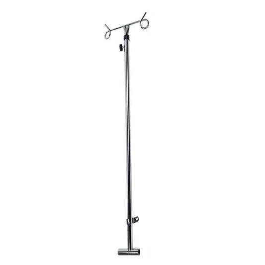 Adjustable stainless steel IV pole with two hooks for medical and home care use