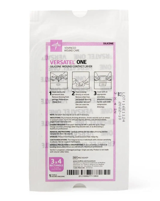 Medline Versatel One Silicone Wound Contact Layer Dressing 7.5 x 10cm | 10/Box | MSC1834EP