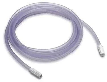 Clear medical oxygen tubing with universal connectors on a white background, home care supply