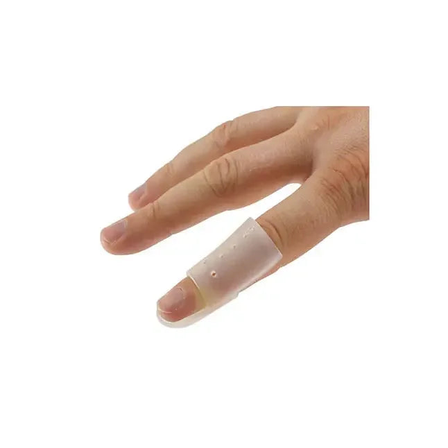 Silicone finger protector on index finger for wound protection and support
