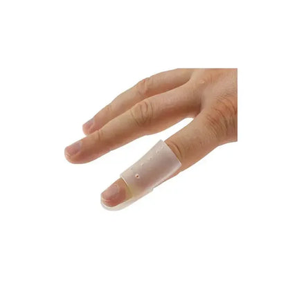 Silicone finger protector on index finger for wound protection and support