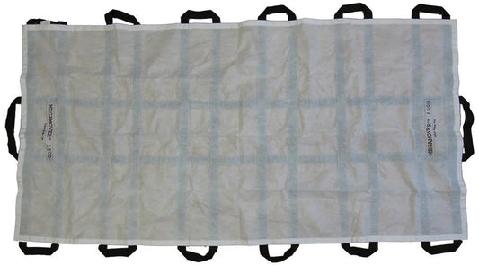 Patient transport sheet with multiple black handles for emergency medical use