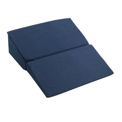 Blue foam leg elevation wedge pillow for medical support and home care
