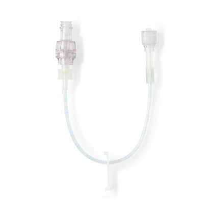IV extension set with clear tubing and locking connectors, sterile medical supply