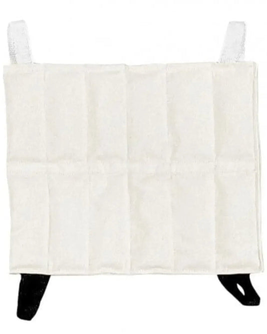 Rectangular medical hot pack with segmented design and fabric straps for therapy use