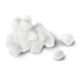 White cotton balls for medical or home care supplies on a white background