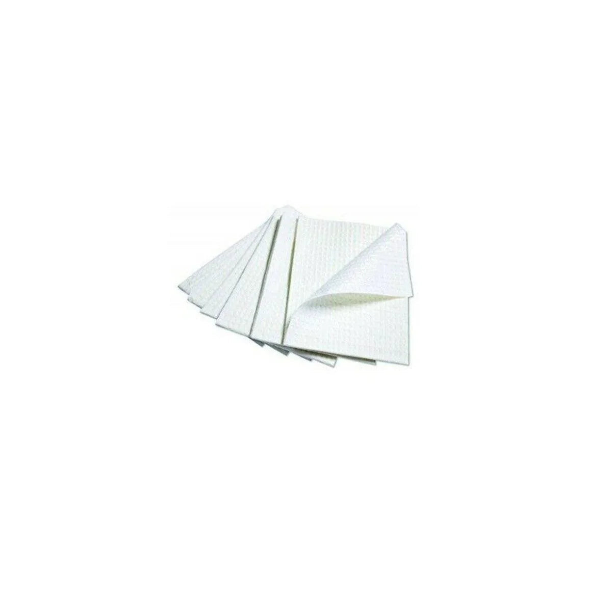 Sterile medical gauze pads stacked on white background, hospital wound care supplies