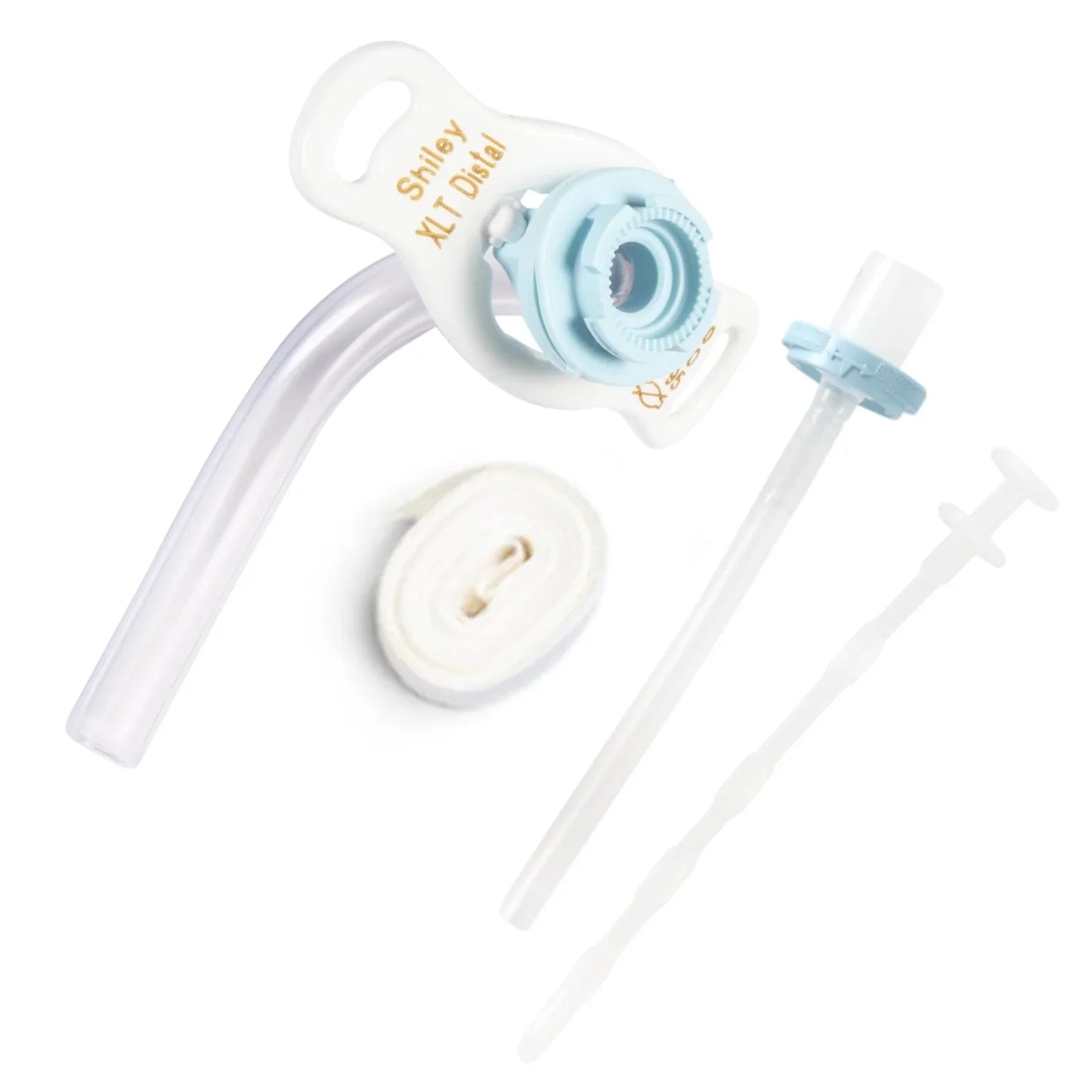Shiley tracheostomy tube set with cannula, obturator, and neck strap for respiratory care