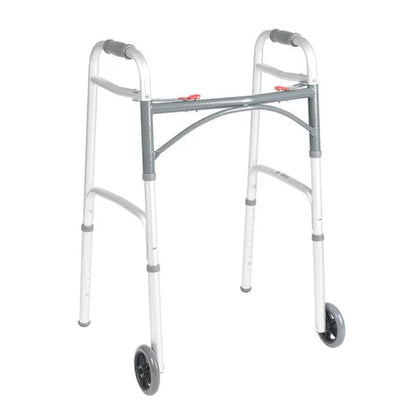 Lightweight adjustable folding walker with wheels for mobility and home care assistance