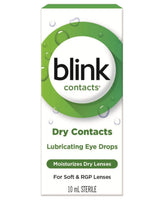 Blink Contacts Dry Contacts lubricating eye drops box for soft and RGP contact lenses, 10 mL