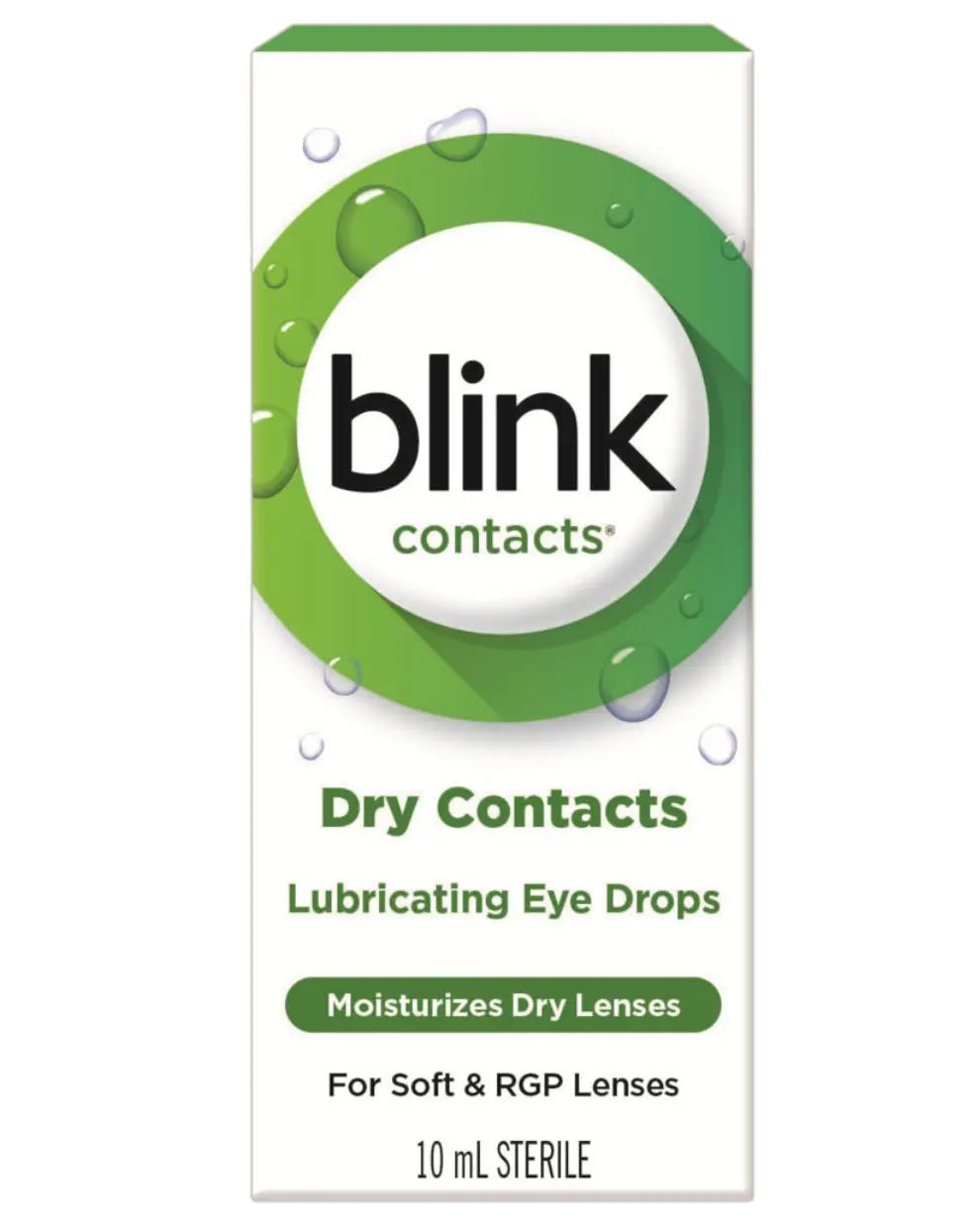 Blink Contacts Dry Contacts lubricating eye drops box for soft and RGP contact lenses, 10 mL