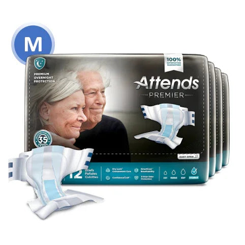 Attends Premier adult protective underwear, medium size, for overnight incontinence care