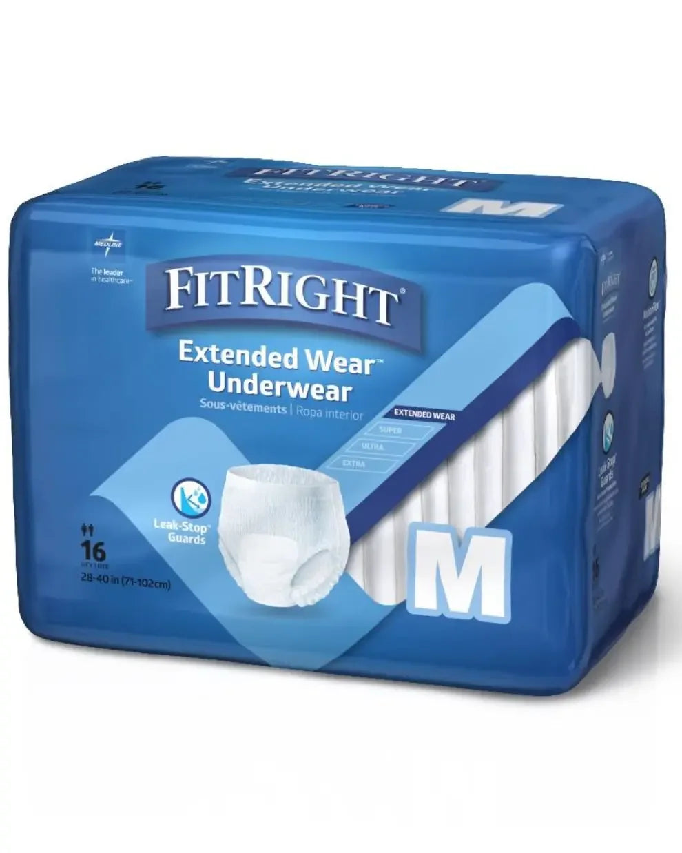 FitRight Extended Wear Underwear medium size pack, incontinence briefs, 16 count