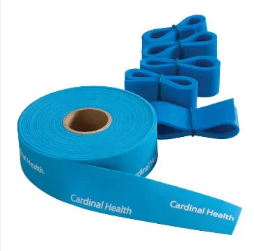 Blue Cardinal Health medical tourniquet roll and strips for clinical use