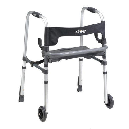 Lightweight folding rollator walker with seat and wheels for mobility assistance