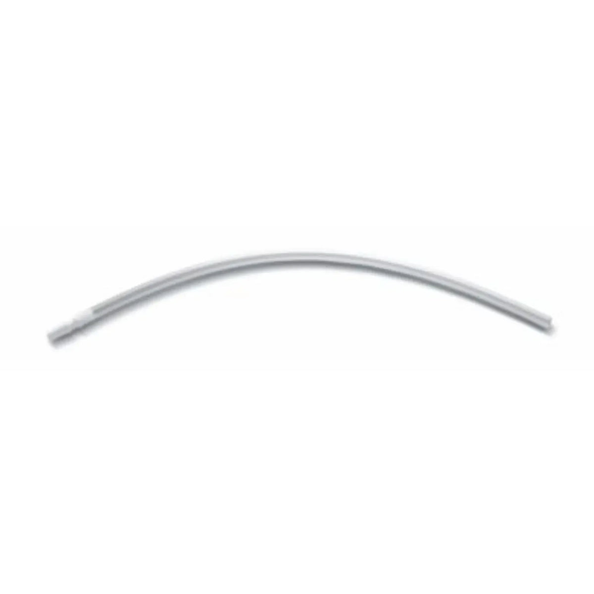Single sterile medical suction catheter tube on white background