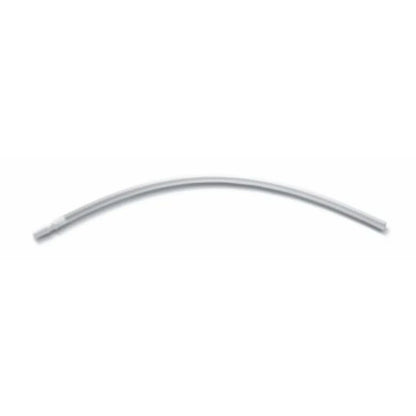 Single sterile medical suction catheter tube on white background