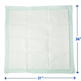 Absorbent disposable underpad, 31 by 36 inches, for medical or incontinence use