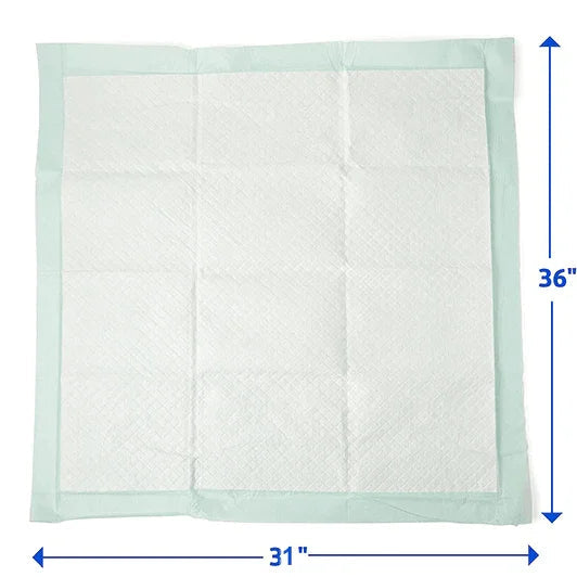 Absorbent disposable underpad, 31 by 36 inches, for medical or incontinence use