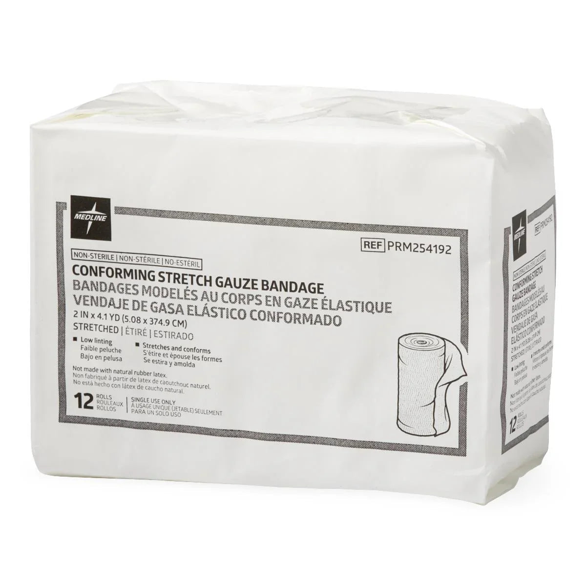 Package of conforming stretch gauze bandage, non-sterile, 2 inch by 4.1 yard, 12 rolls