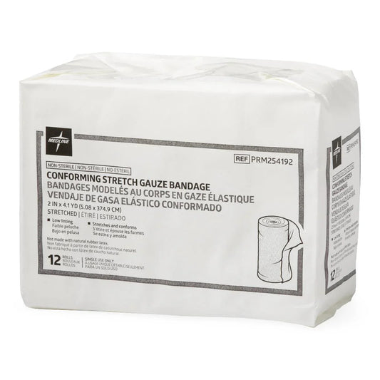 Package of conforming stretch gauze bandage, non-sterile, 2 inch by 4.1 yard, 12 rolls