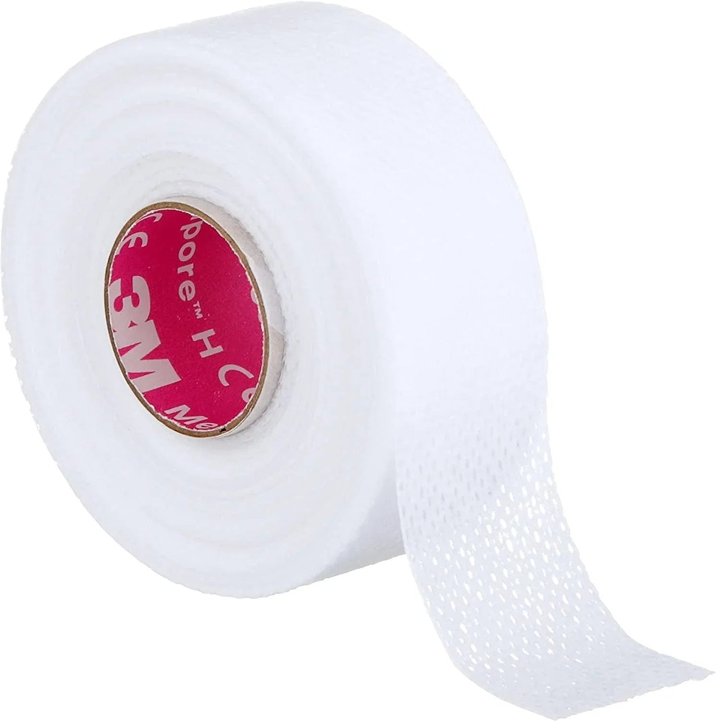 White medical adhesive tape roll for wound care and bandage securement