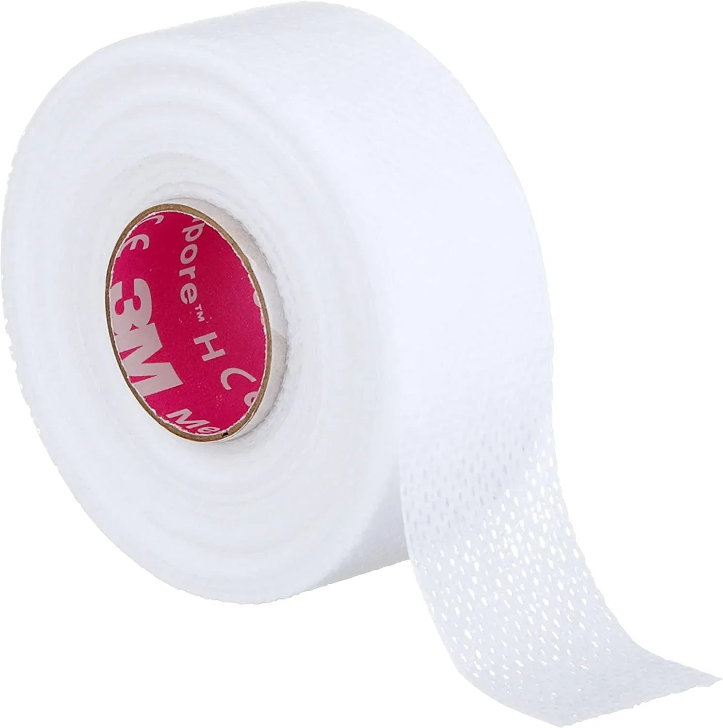 White medical adhesive tape roll for wound care and bandage securement