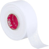 White medical adhesive tape roll with perforated texture for wound care and bandage securement