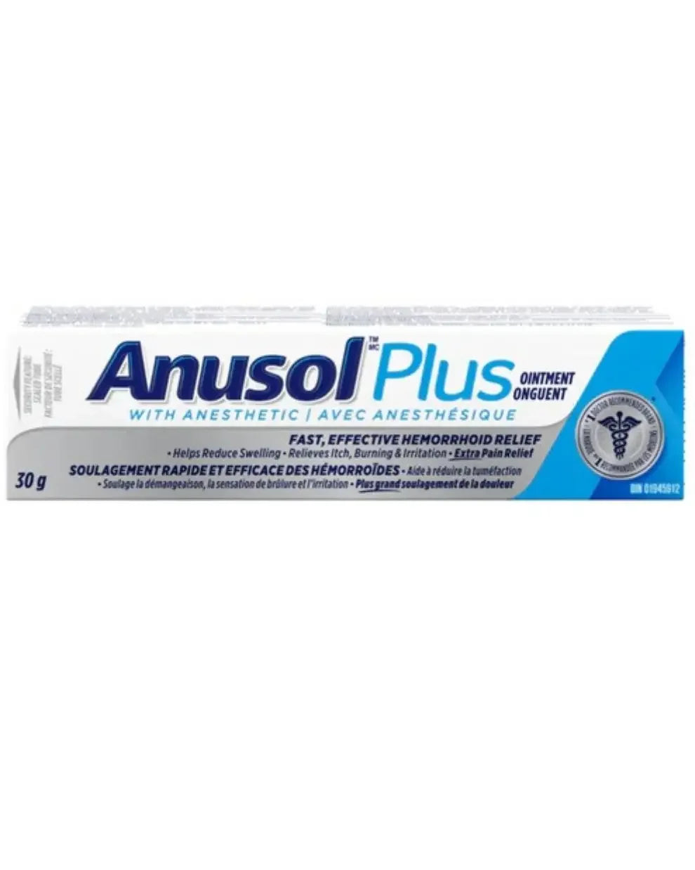 Anusol Plus 30g ointment box for fast hemorrhoid relief with anesthetic
