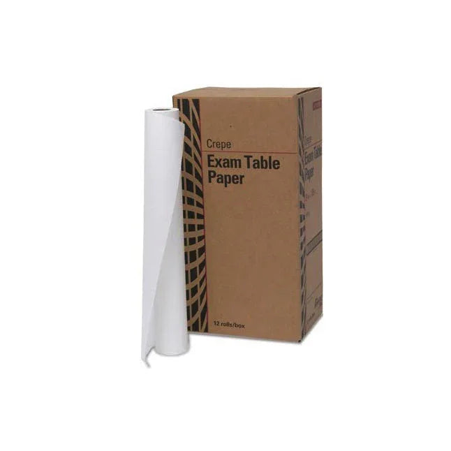 Crepe exam table paper roll and box, disposable medical table cover, 12 rolls per box