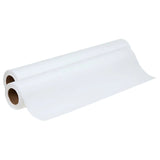 Two rolls of white disposable examination table paper for medical or clinic use