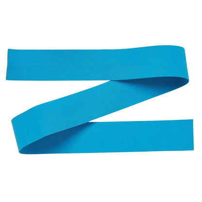 Blue medical tourniquet flat elastic band on white background, home care supply