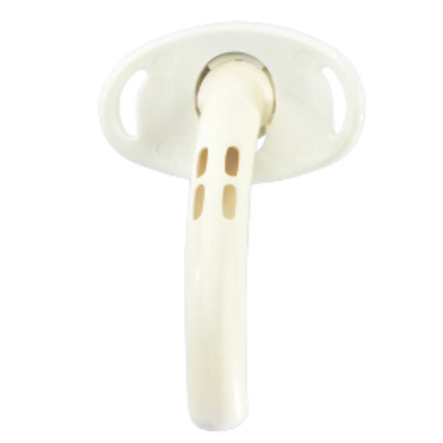 Plastic tracheostomy tube for respiratory care, white with ventilation holes, medical supply
