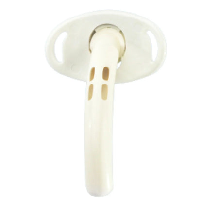 Plastic tracheostomy tube for respiratory care, white with ventilation holes, medical supply