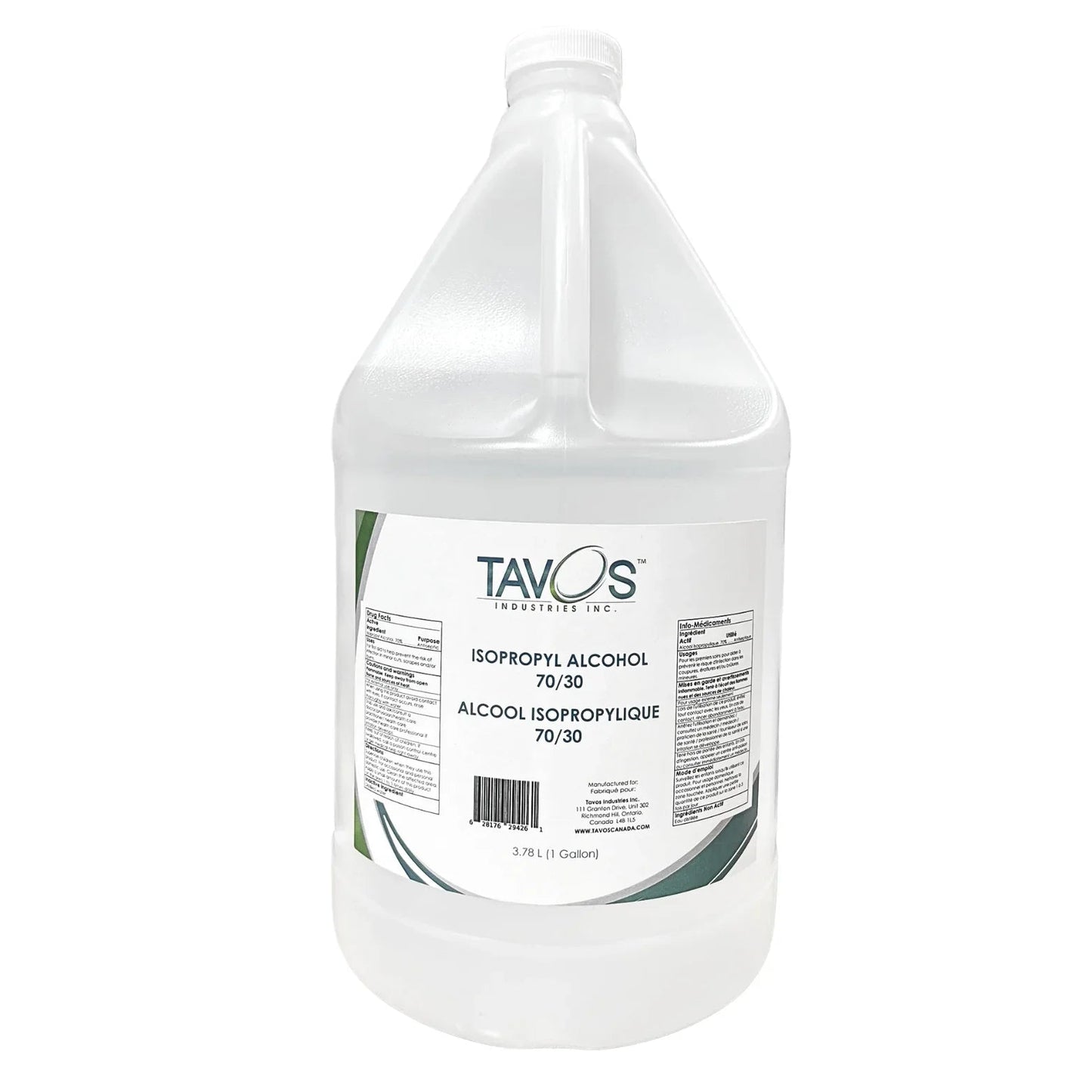 Tavos Industries 1-gallon jug of isopropyl alcohol 70/30 for medical and cleaning use