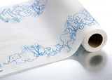 Pediatric exam table paper roll with blue cartoon animal prints, ideal for medical clinics