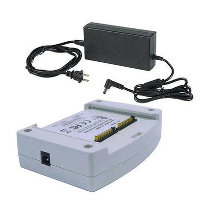 Medical device battery charger with AC power adapter and connector cable