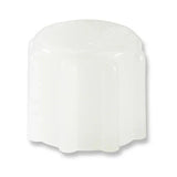 White ribbed plastic medical bottle cap, replacement part, isolated on white background
