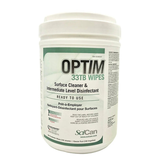 OPTIM 33TB disinfectant wipes container, surface cleaner for medical and home care use