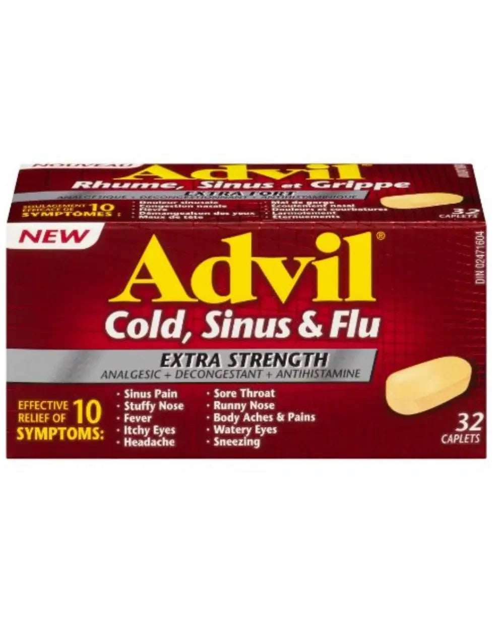 Advil Cold, Sinus & Flu extra strength caplets 32 count, relief for sinus pain, headache, fever