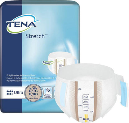 TENA Stretch Ultra L/XL adult incontinence briefs, breathable disposable underwear