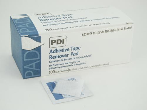 Box of PDI adhesive tape remover pads for professional medical and hospital use