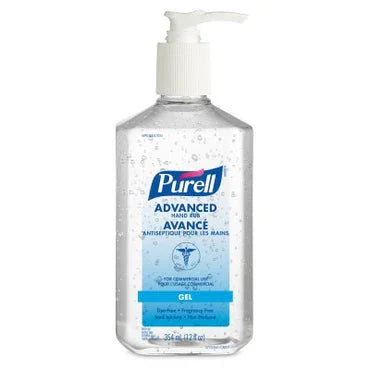 Purell Advanced hand sanitizer gel bottle with pump, 354ml, clear antibacterial gel