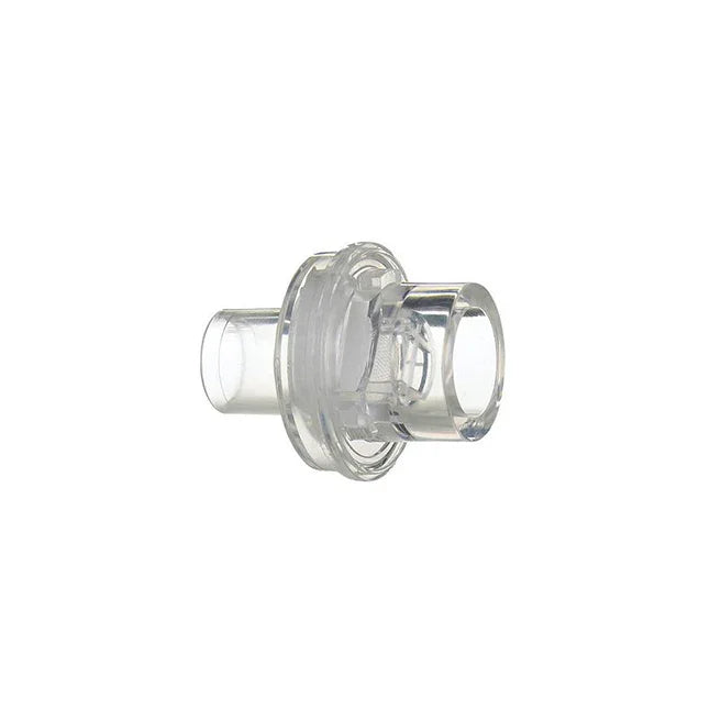 Clear plastic bacterial viral filter for respiratory medical equipment