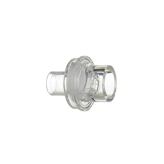 Clear plastic bacterial viral filter for respiratory medical equipment
