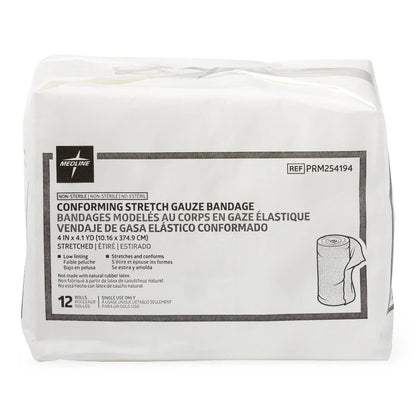 Medline conforming stretch gauze bandage pack, 12 non-sterile rolls for wound care