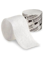Two rolls of 3M Scotchcast medical cast padding, one plain and one branded, for orthopedic care