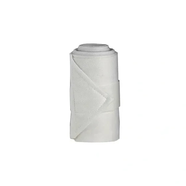 Rolled white medical bandage, sterile wound care supply on white background