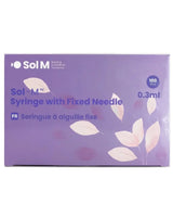 Sol-M syringe with fixed needle 0.3ml box, 100 pieces, purple packaging, medical supplies