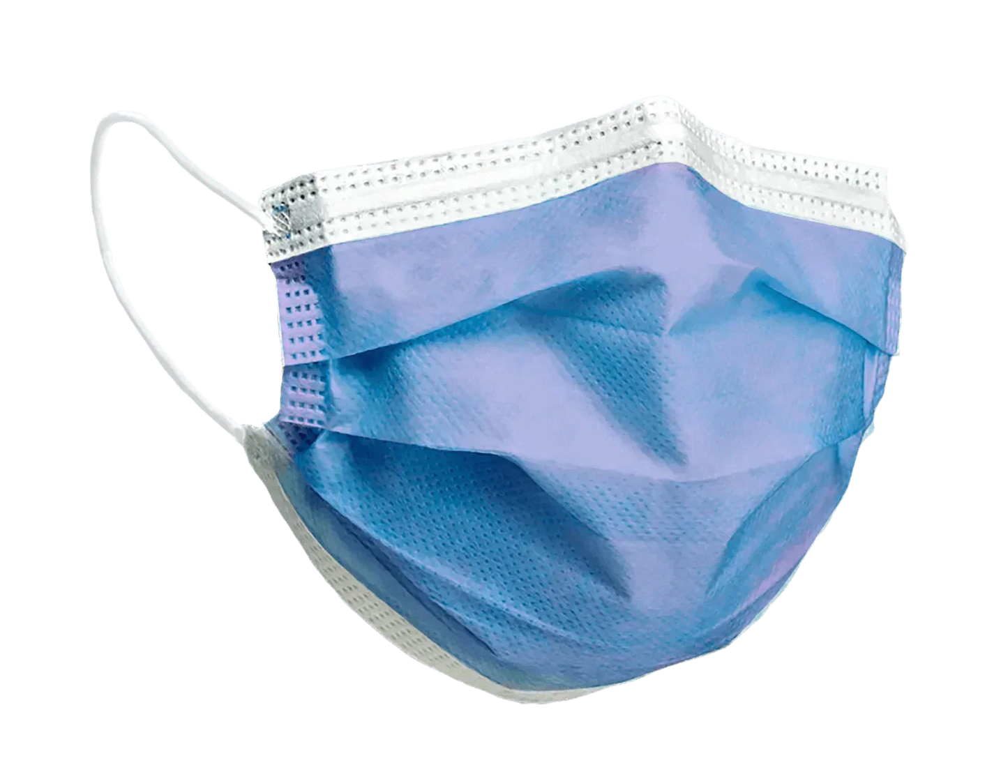 Blue disposable medical face mask with ear loops, protective health supply